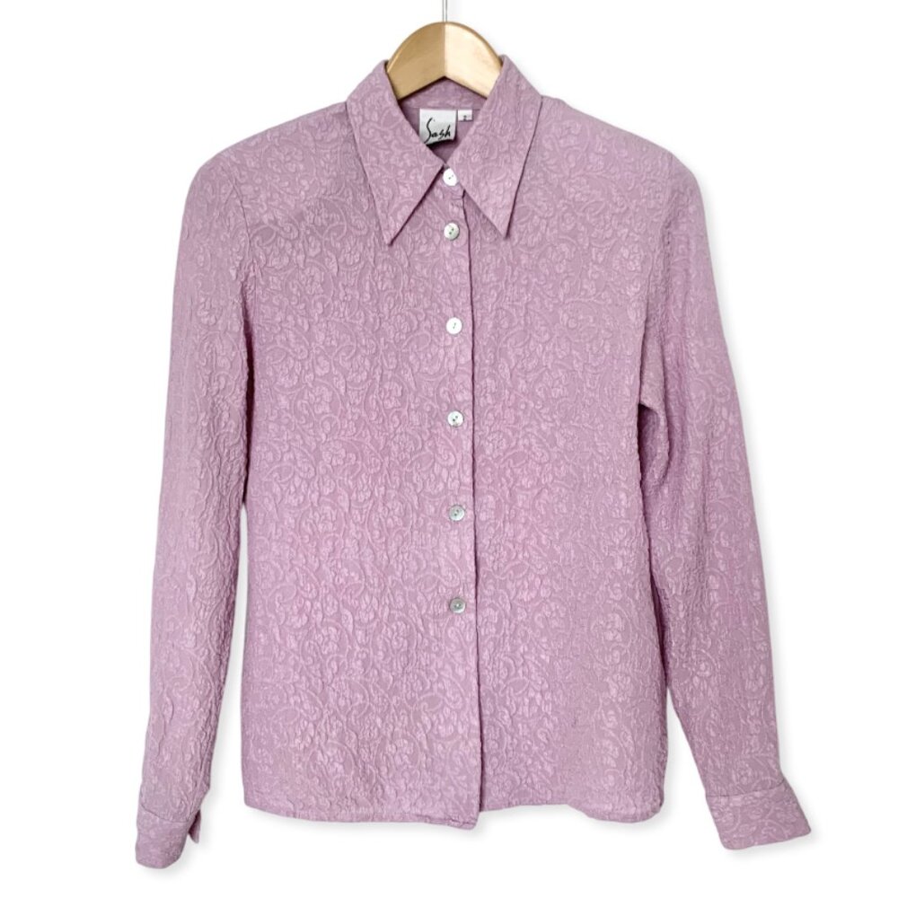 Vintage Silk Floral Button Up Shirt Blouse Grandma Twee Classic Academia Boho